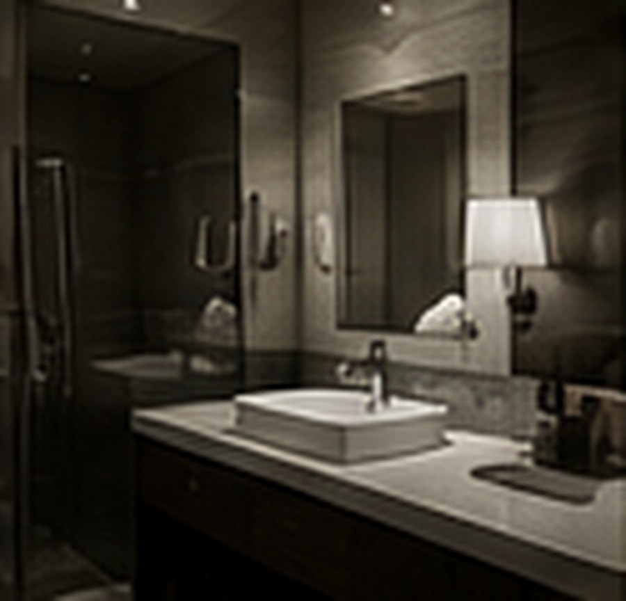 Luxury hotel bathroom inspected for hidden cameras and wireless devices